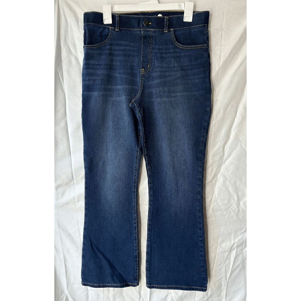 Betabrand High Waisted Straight Leg Pull On Jeans Size Large